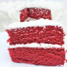 closeup of red velvet cake on a plate