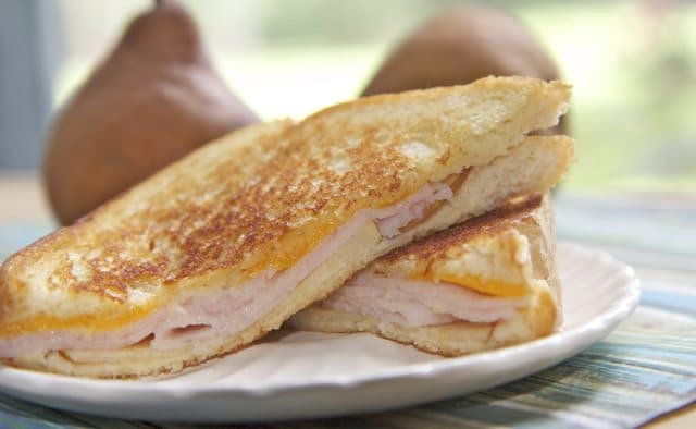 grilled cheese, roasted turkey pear sandwich