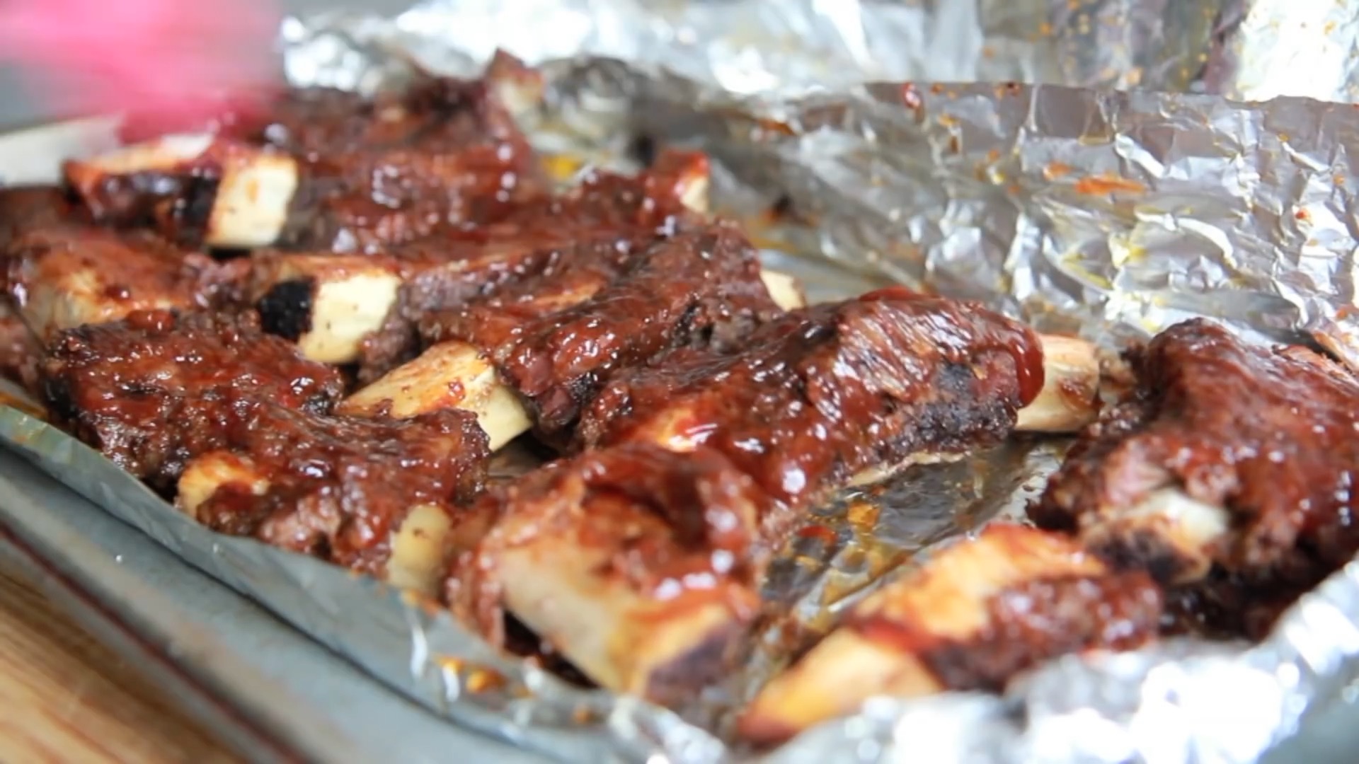 oven baked beef ribs brushed with bbq sauce