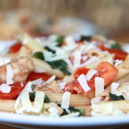 chicken tomato basil pasta salad bruschetta