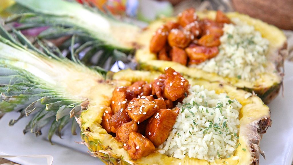 pineapple boats chicken rice