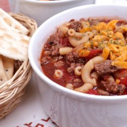 Old Fashioned beef, tomato and macaroni soup