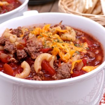 Old Fashioned beef, tomato and macaroni soup