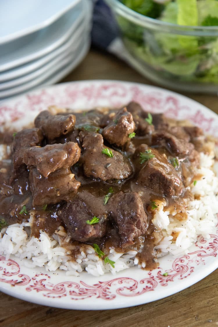 Beef Tips and Rice with Gravy - Southern-Style with Video