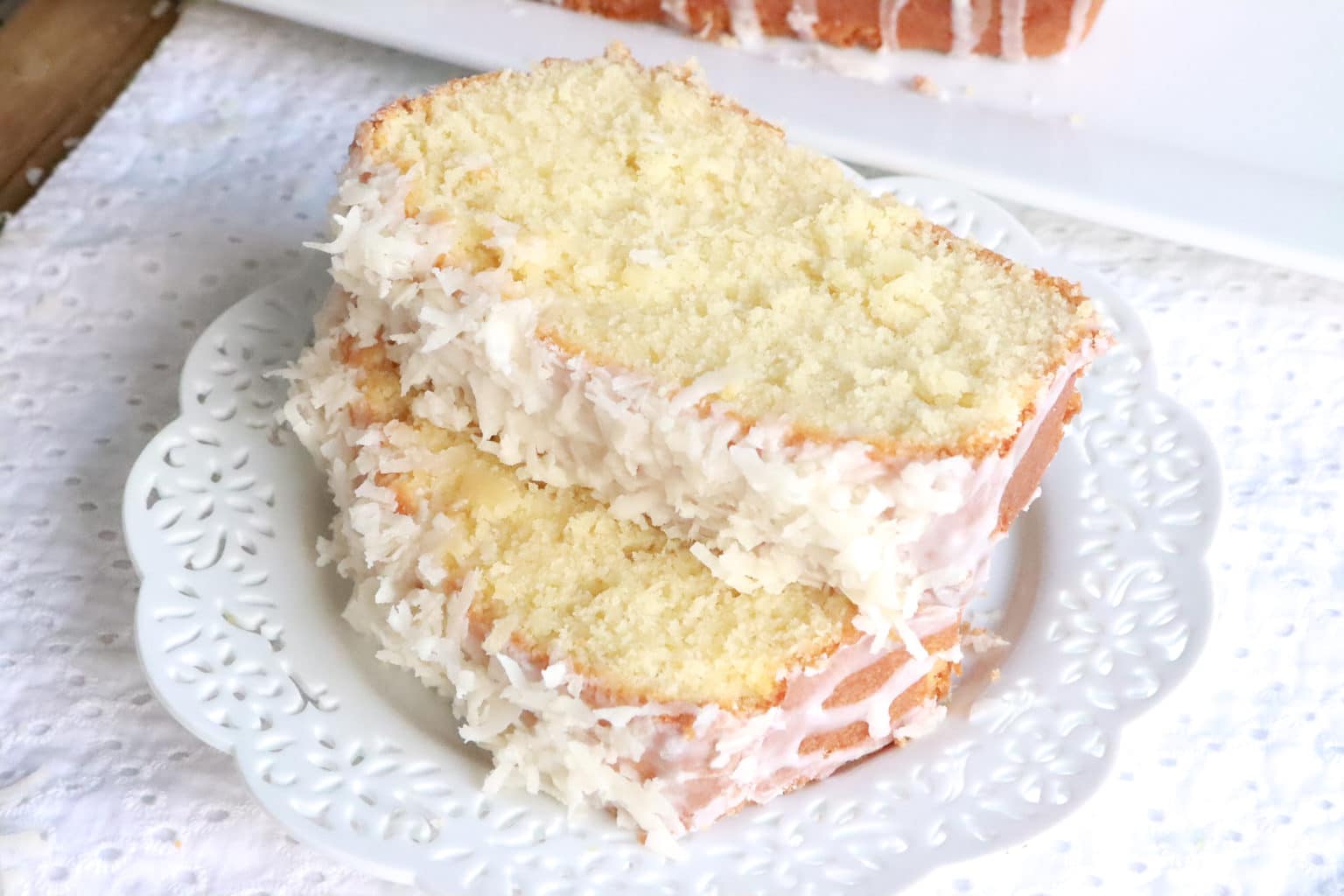 Coconut Pound Cake MOIST, FLUFFY + Coconut Glaze