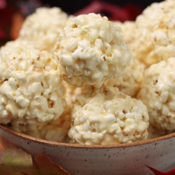 marshmallow popcorn balls in bowl