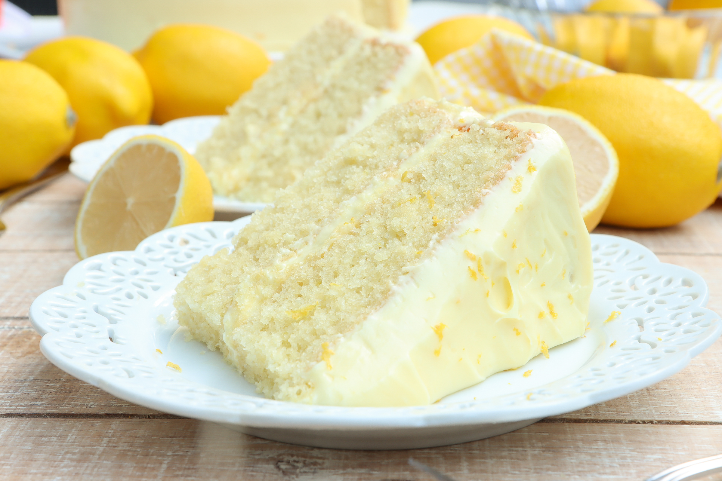 A slice of lemon velvet cake