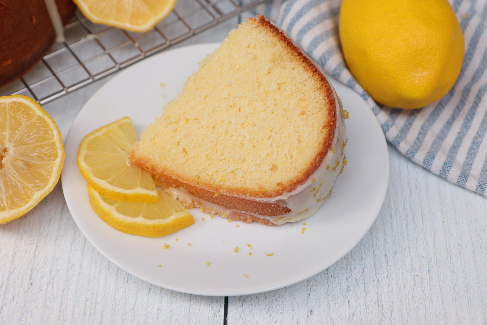 Lemon pound cake overhead shot